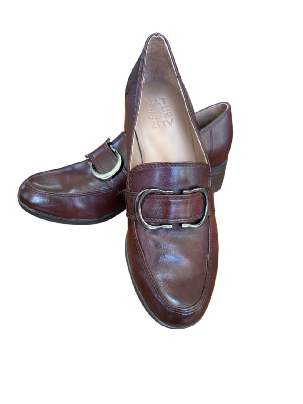 Naturalizer NATESA Maroon Man-Made Leather Loafer 1.5” Heel w/Buckle Women’s 7.